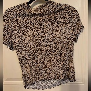 Leopard Print, Tight/Stretchy Short Sleeve Top